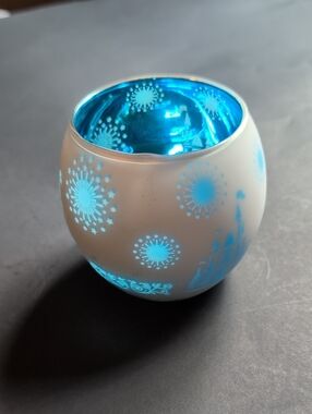 Cinderella Castle Blue Frosted Decorative Candle Holder